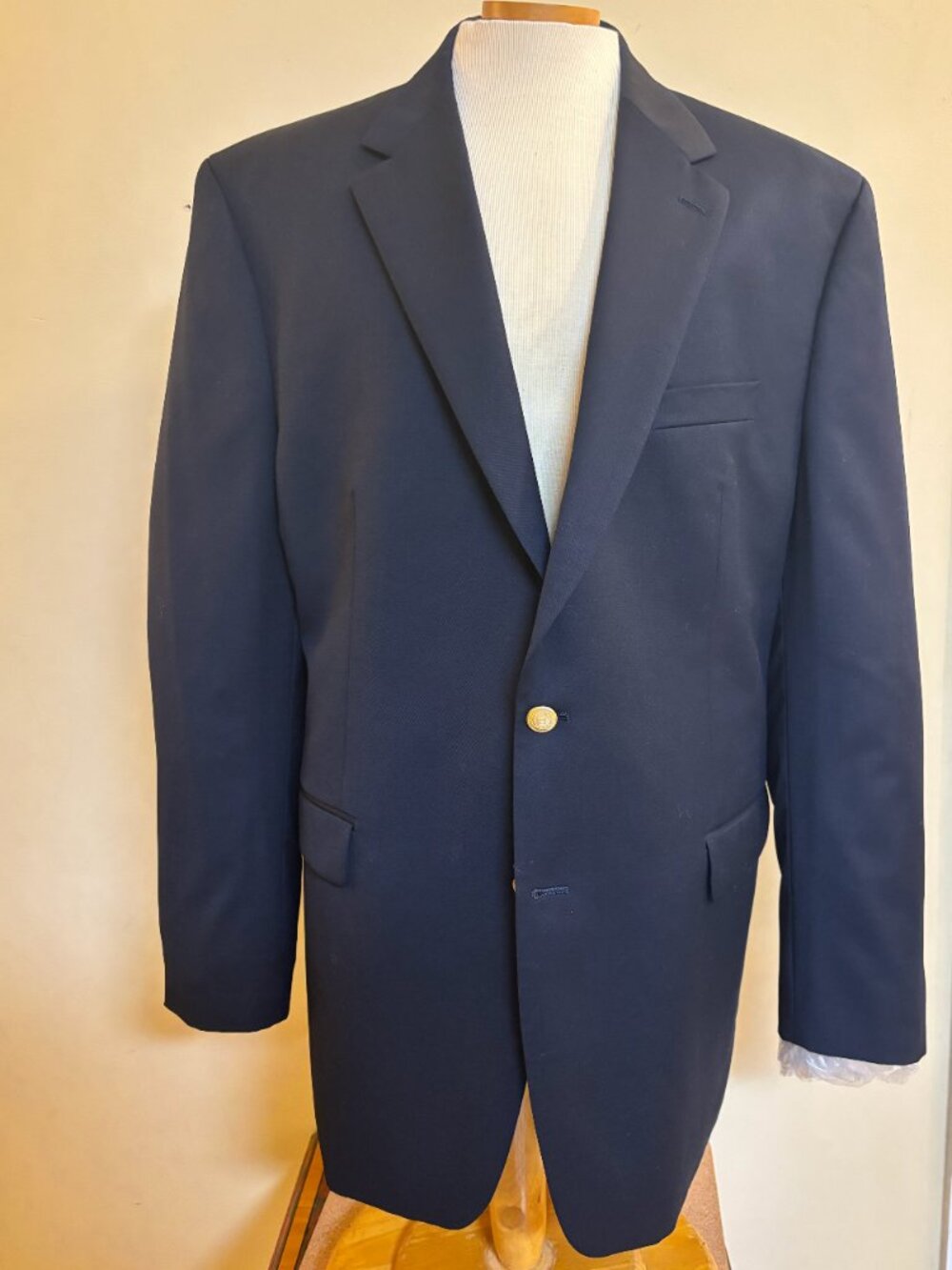 Chaps Ralph Lauren Mens Navy Wool Blazer Two Buttons Lined Suit Sz 48L